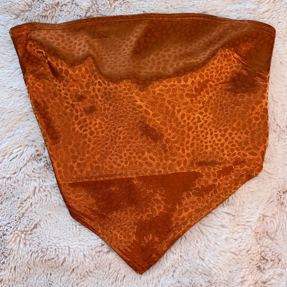 orange, cheetah bandana crop top